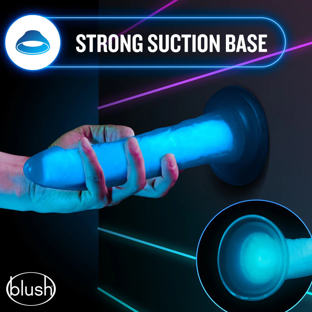 Dildo by Blush - Neo Elite Prysm Glow in the Dark Neon Blue - 19 cm