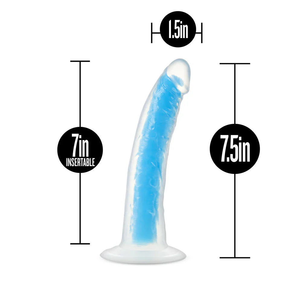 Dildo by Blush - Neo Elite Prysm Glow in the Dark Neon Blue - 19 cm
