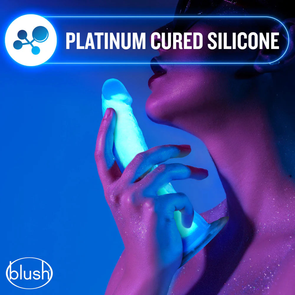 Dildo by Blush - Neo Elite Prysm Glow in the Dark Neon Blue - 19 cm