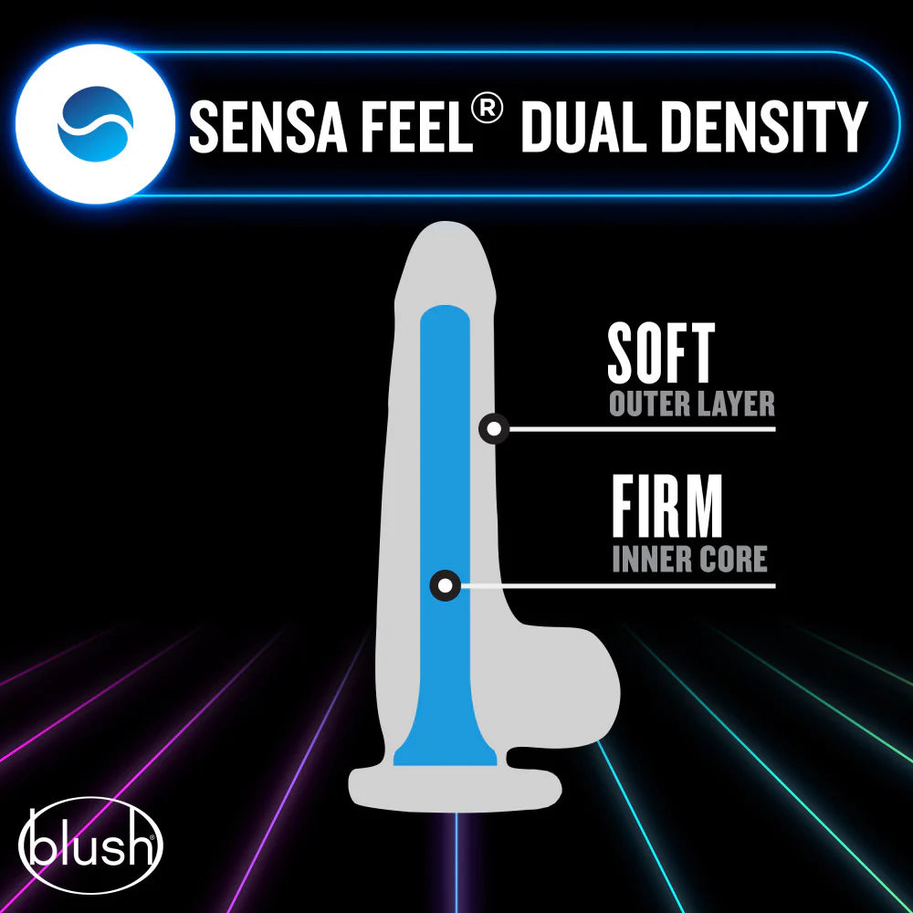 Dildo by Blush - Neo Elite Prysm Glow in the Dark Neon Blue - 19 cm