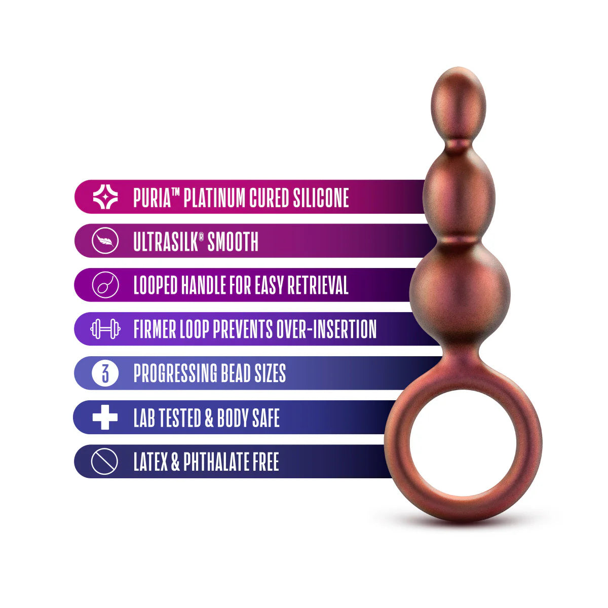 Anal Plug Beaded Loop Copper by Blush